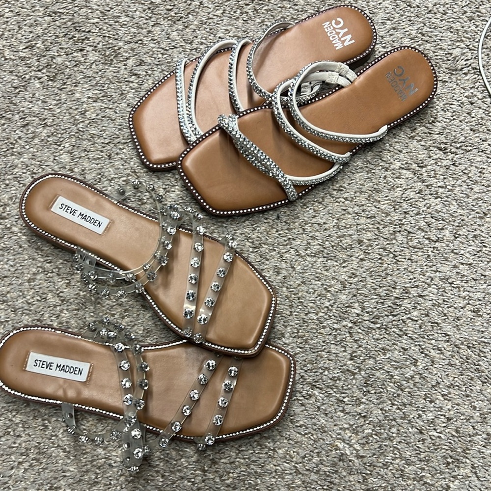 2 pairs of crystal flats